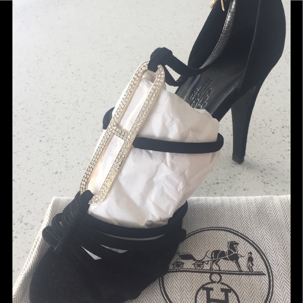 HERMES Brand New Open Toe suede dressy sandal